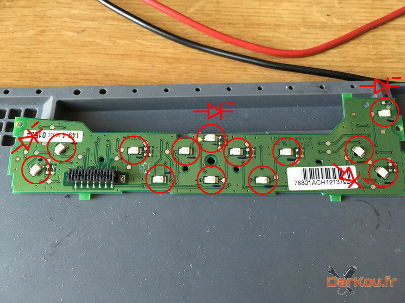 Emplacement et sens des leds de l'autoradio